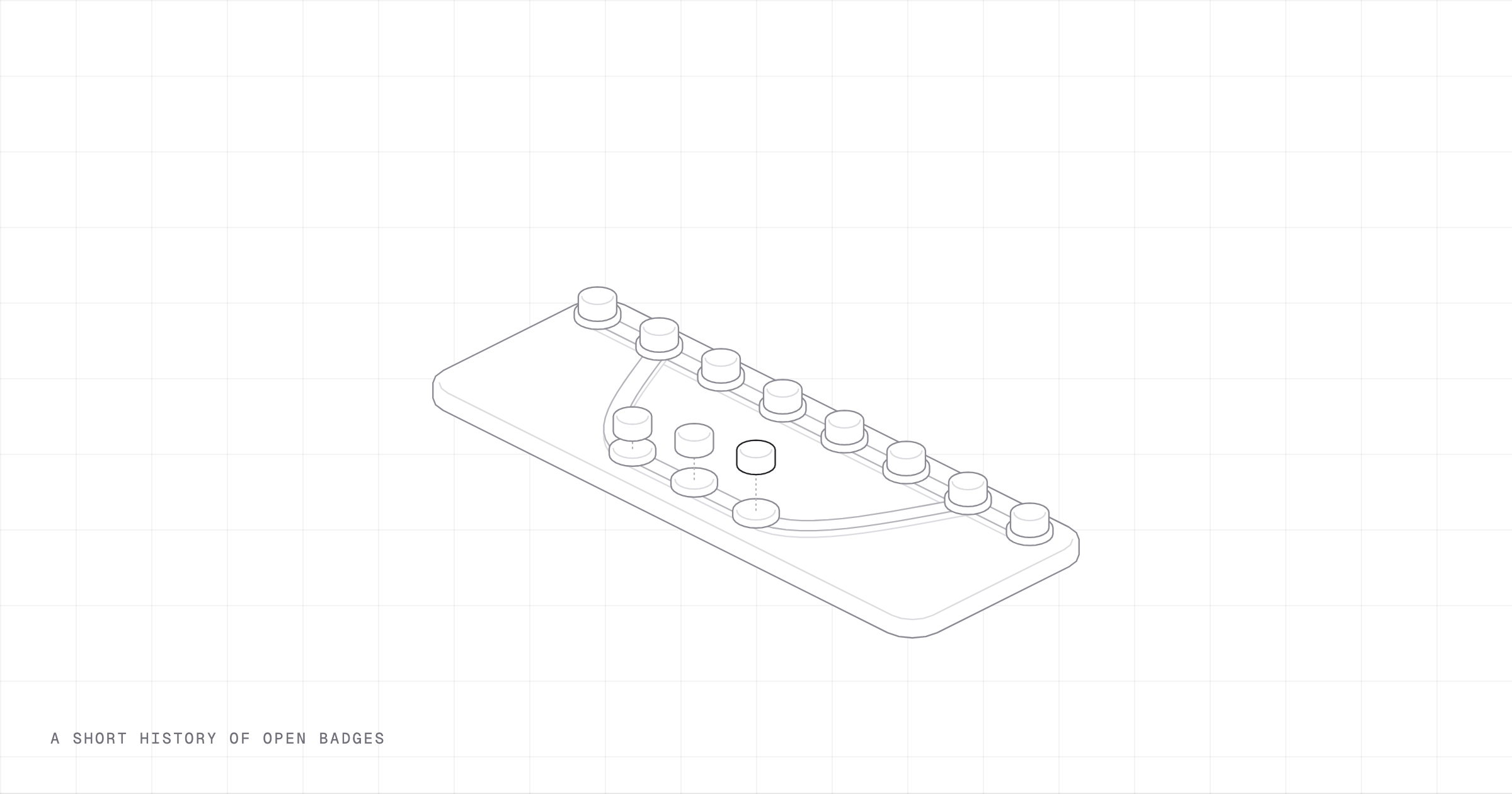 A commit graph with a branch forking and merging back, drawn in fine lines.
